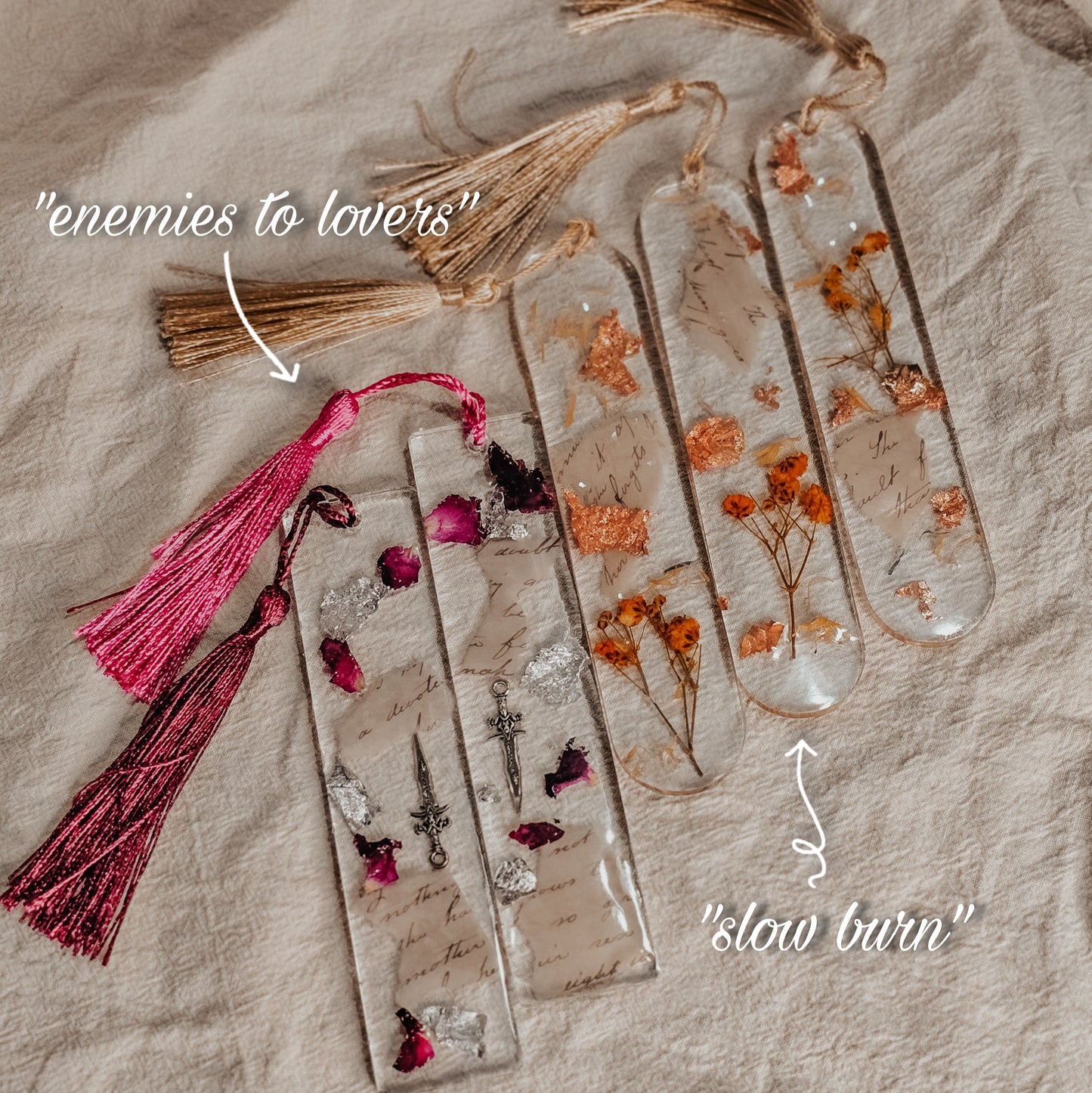 pressed flower resin bookmarks